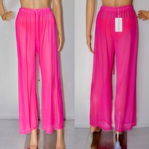 Tini Bikini Swimwear Women  See Through Fishnet Hot Pink Cover-up Size S